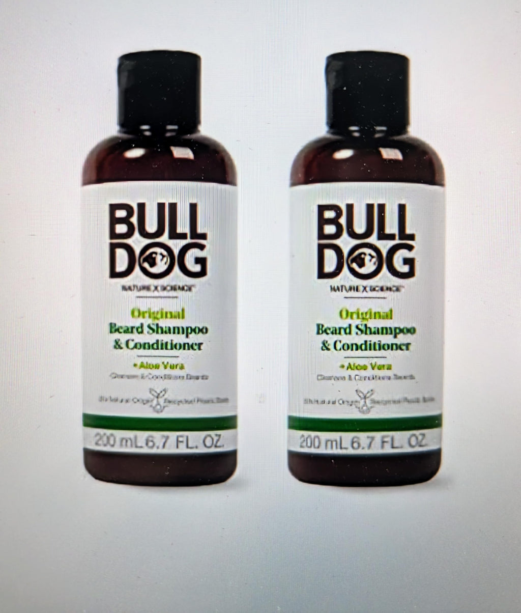Bulldog Mens Skincare and Grooming for Men Original Beard Shampoo and Conditioner 6.7 Ounce Pack of 2