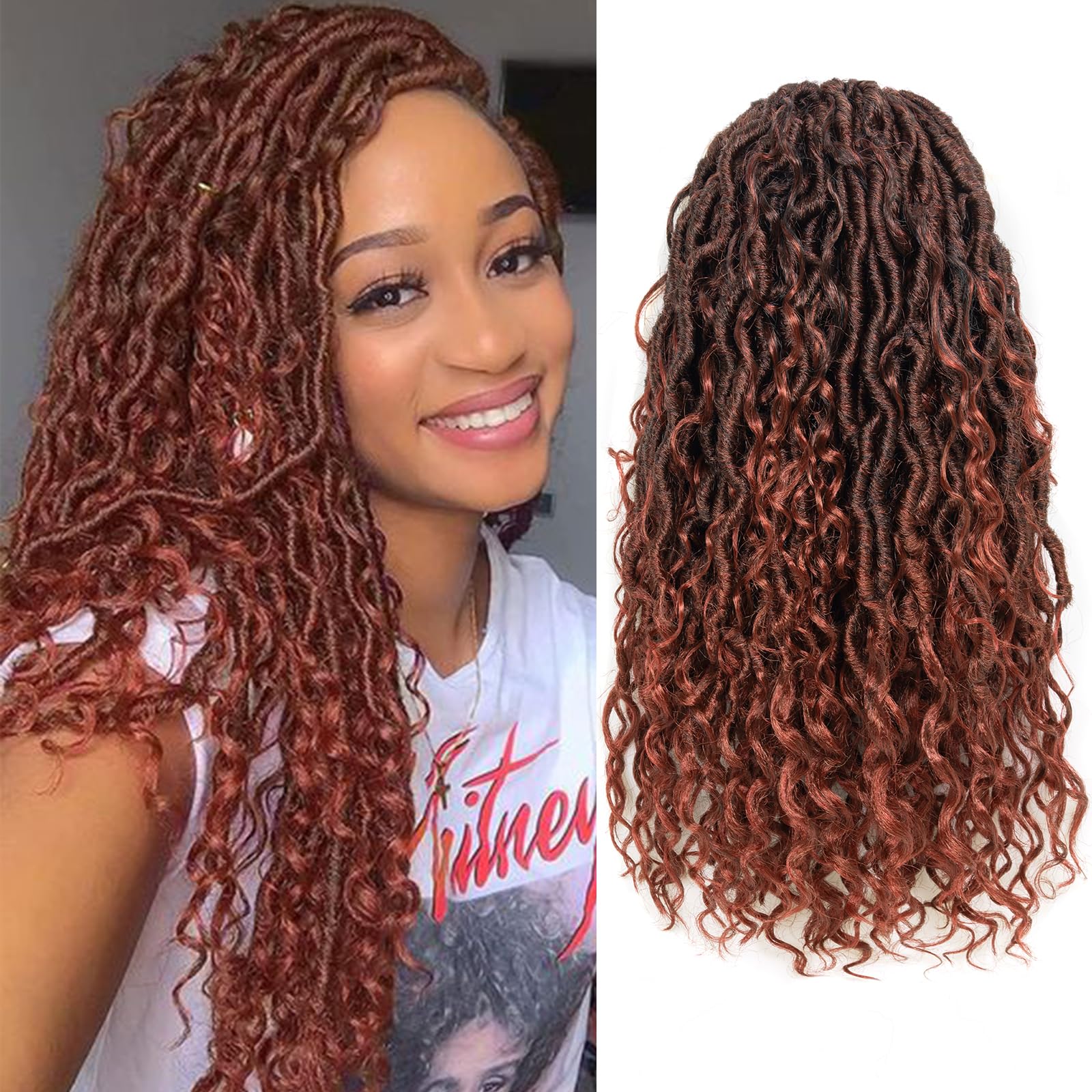 Goddess Locs Crochet Hair 12 Inch 8 Packs Faux Locs Crochet Hair For Black Women Crochet Hair Pre Looped Crochet Faux Locs With Curly Ends River Locs Crochet Hair(12 Inch 1B/350)