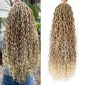 Goddess Locs Crochet Hair 22 Inch 7 Packs Ombre Blonde Boho Faux Locs Crochet Hair for Black Women Pre Looped Crochet Locs with Curly Ends (27/613)