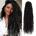 Goddess Locs Crochet Hair 24inch-8 Packs Boho River Locs Crochet Hair Extensions Faux Locs Crochet Hair for Black Women Pre-Looped Synthetic Braiding Curly Hair (24 Inch1B)