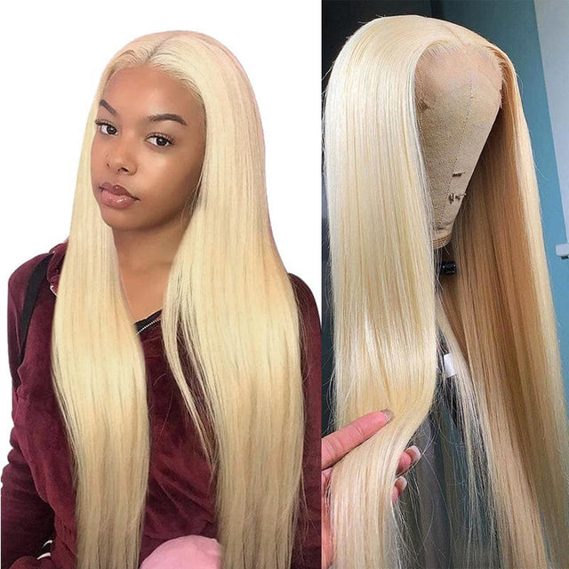 Light Gold Lace Front Long Straight Hair Wig