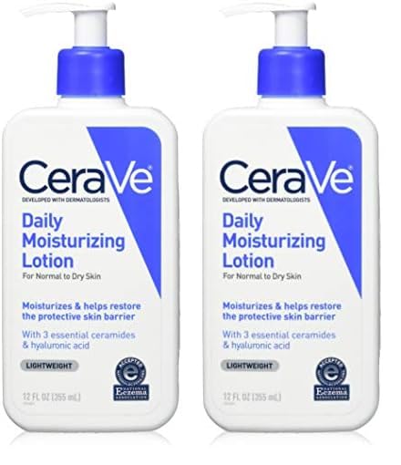 CeraVe Daily moisturizing lotion | 12 ounce | face & body lotion for dry skin with hyaluronic acid | fragrance free 12 Fl Oz (Pack of 2)