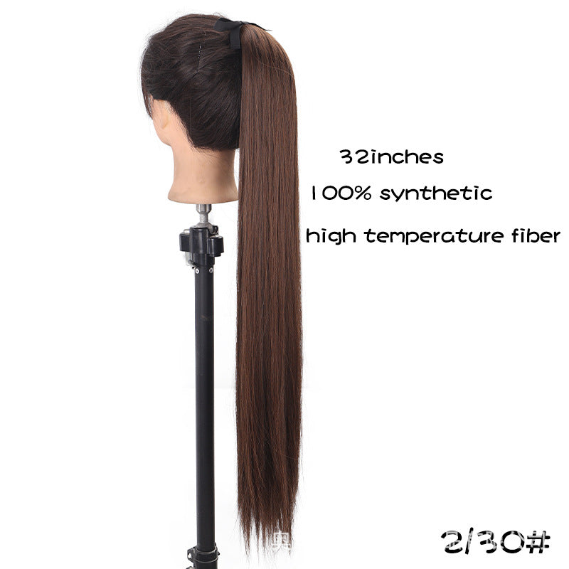 32-Inch Long Straight High-Temperature Ponytail Wig