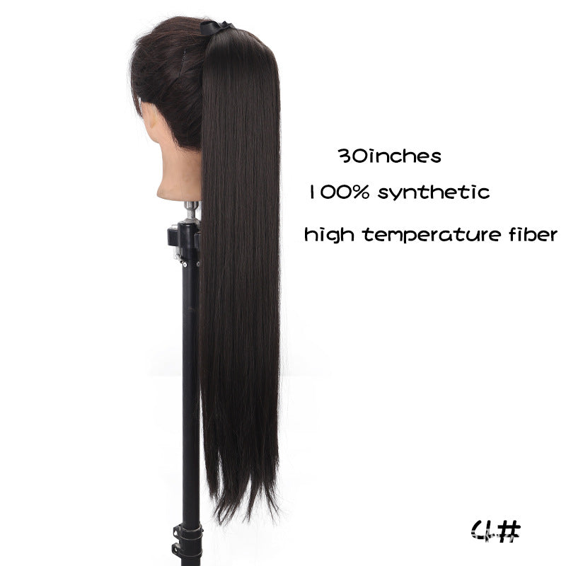 32-Inch Long Straight High-Temperature Ponytail Wig