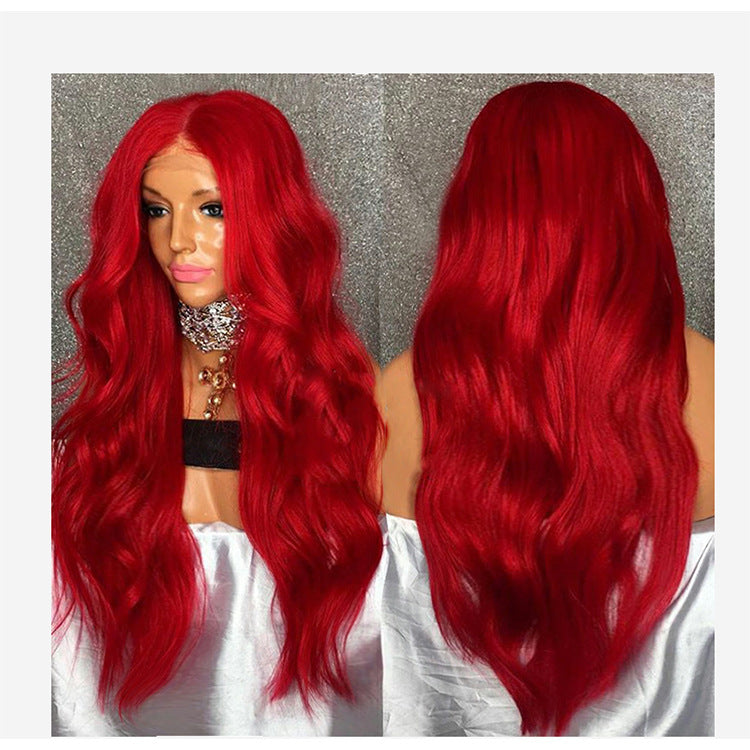 Red Long Curly Synthetic Lace Front Wig for Women