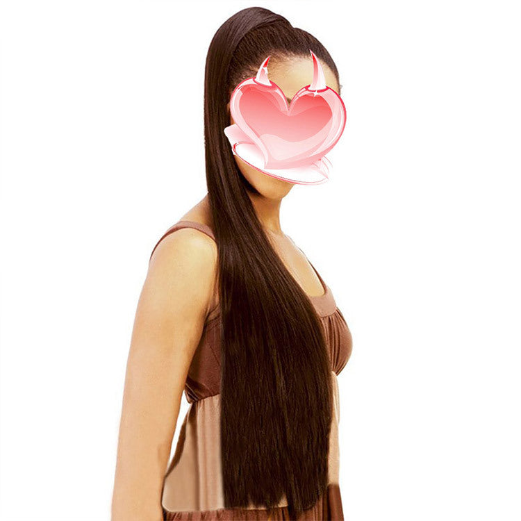 32-Inch Long Straight High-Temperature Ponytail Wig
