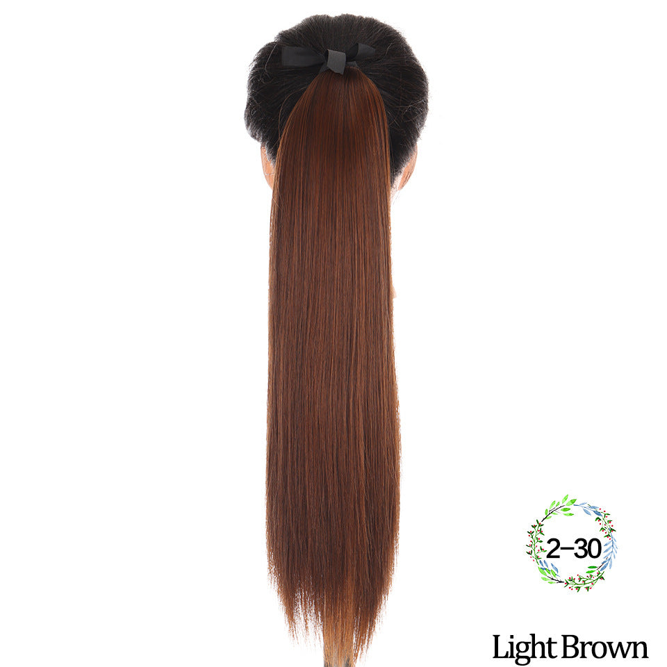 32-Inch Long Straight High-Temperature Ponytail Wig