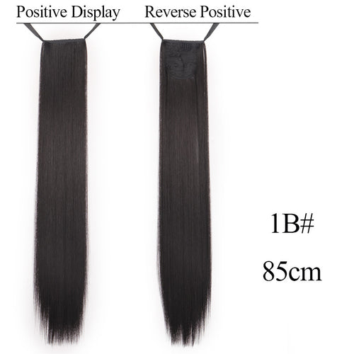 32-Inch Long Straight High-Temperature Ponytail Wig