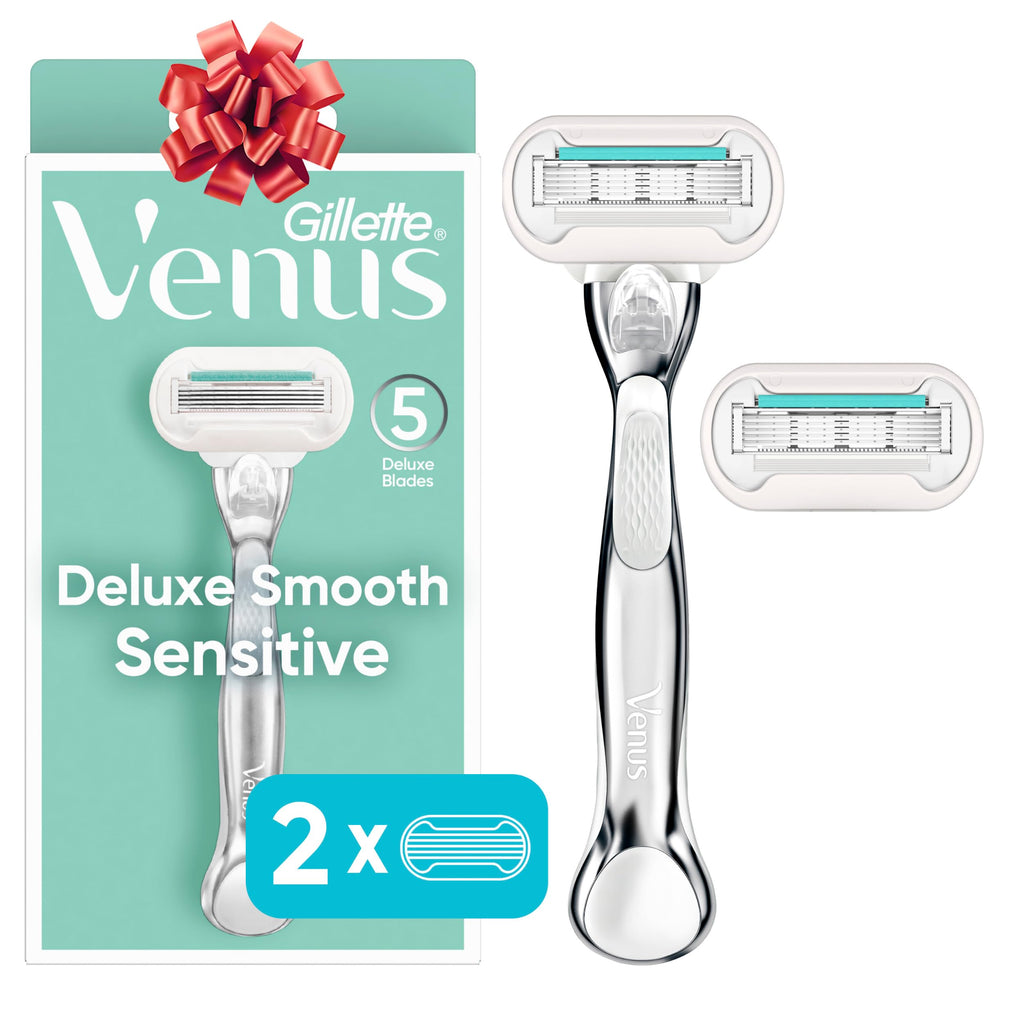 Gillette Venus Deluxe Smooth Sensitive Womens Razor Handle + 2 Blade Refills