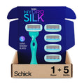 Schick Hydro Silk Sensitive Womens Razor | 5-Blade Razors for Women Sensitive Skin | Womens Razors Sensitive Skin | 1 Handle & 5 Razor Blade Refills