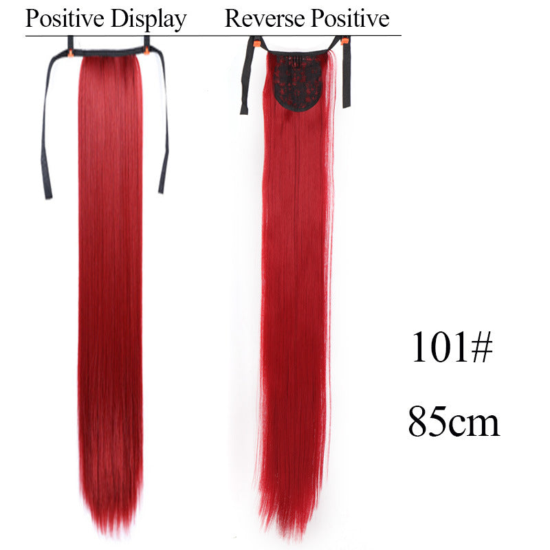 32-Inch Long Straight High-Temperature Ponytail Wig