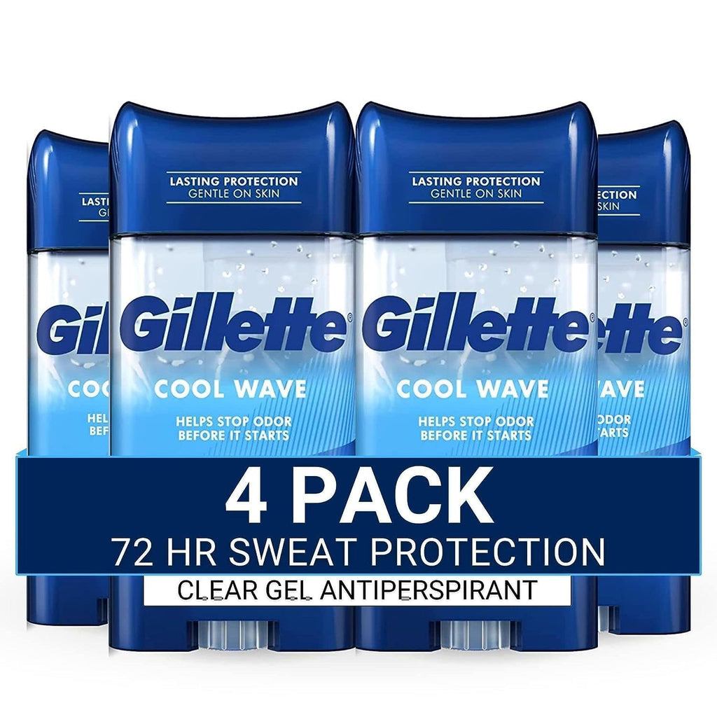 Gillette Antiperspirant and Deodorant for Men 72-Hour Sweat Protection Clear Gel Cool Wave Scent 3.8 oz (Pack of 4)