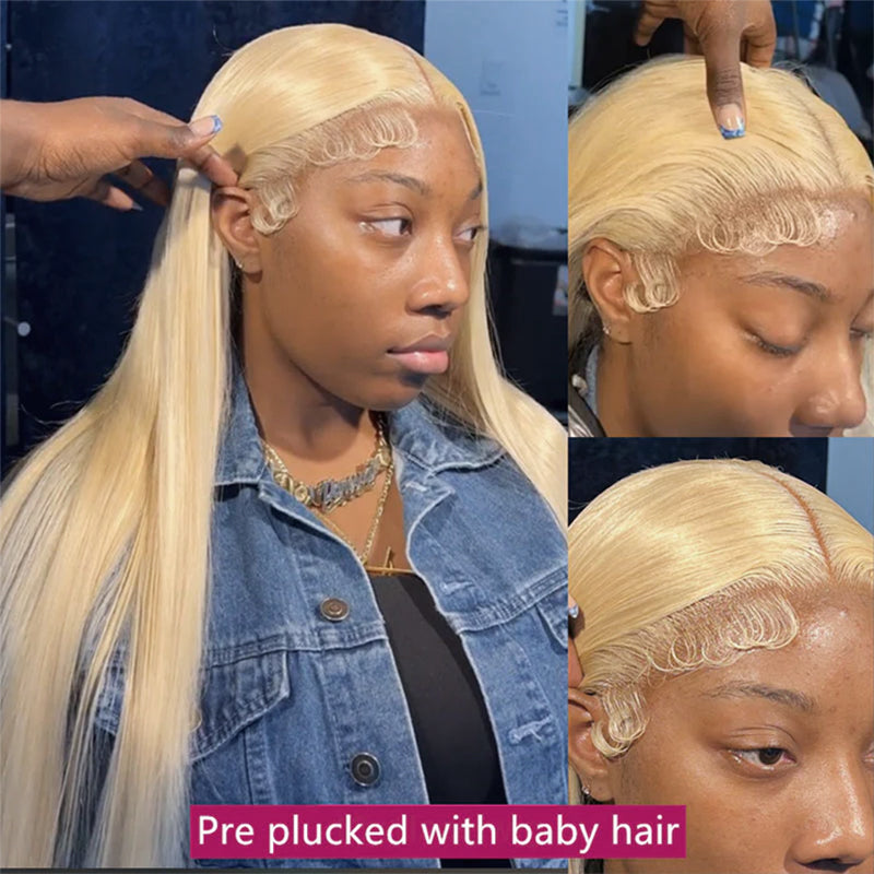 Light Gold Lace Front Long Straight Hair Wig