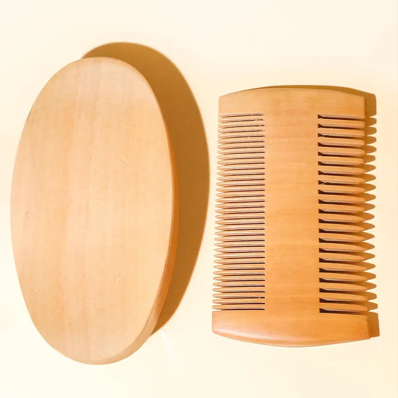 Beard Foam Brush and Mustache Comb Kit for Men