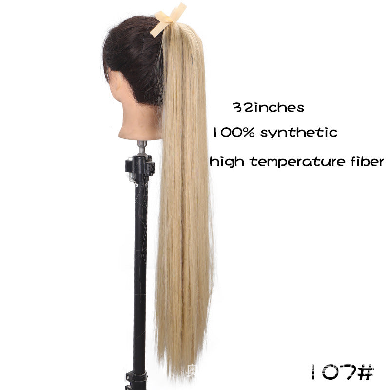 32-Inch Long Straight High-Temperature Ponytail Wig