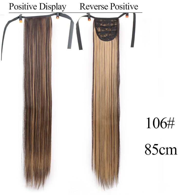 32-Inch Long Straight High-Temperature Ponytail Wig
