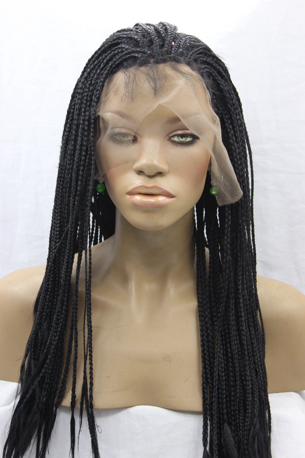Black Braided Wig with Lace Front (Synthetic Hair)