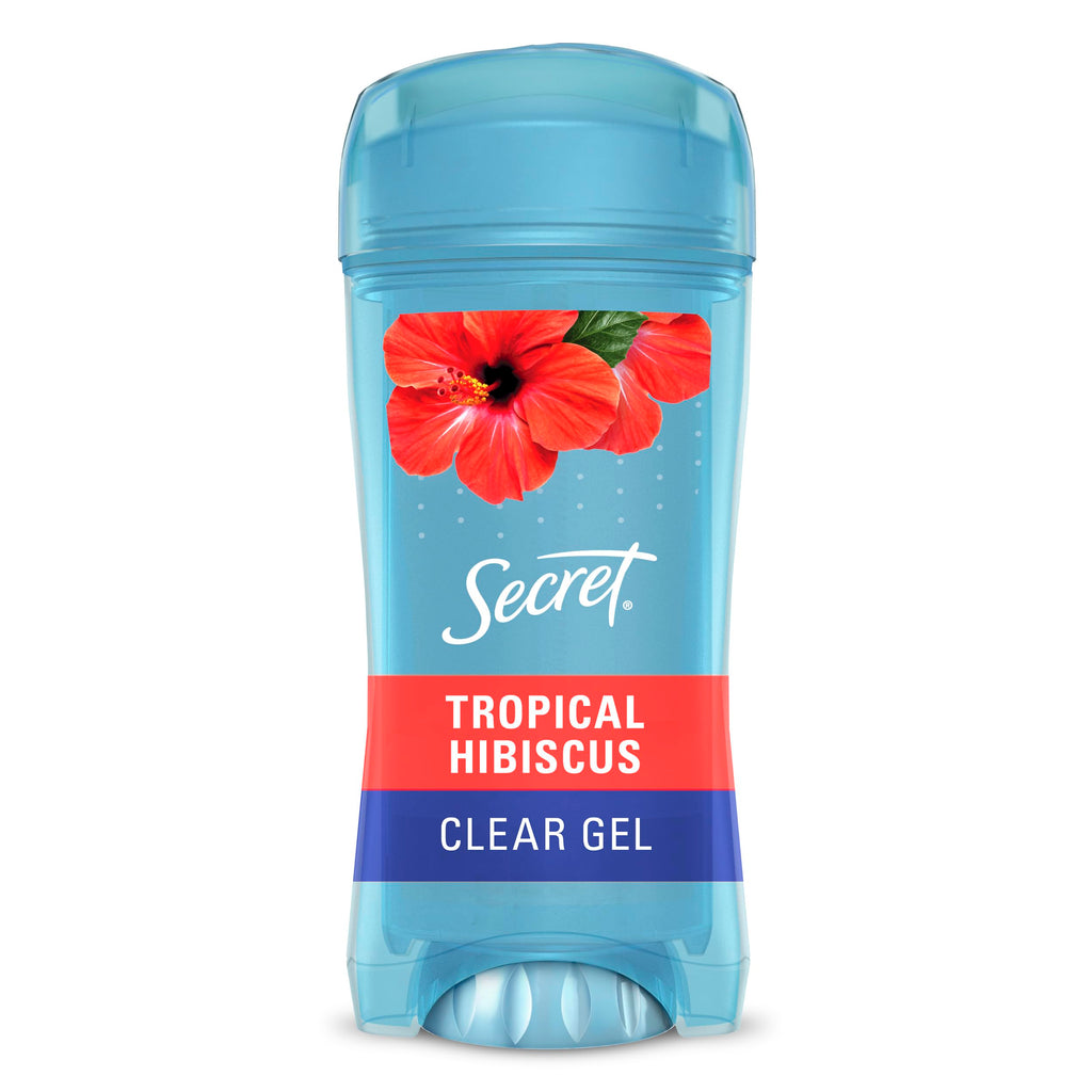 Secret Fresh Antiperspirant and Deodorant for Women 48hr Freshness Sweat & Odor Protection PH Balancing Minerals Clear Gel Tropical Hibiscus Scent 2.6 oz