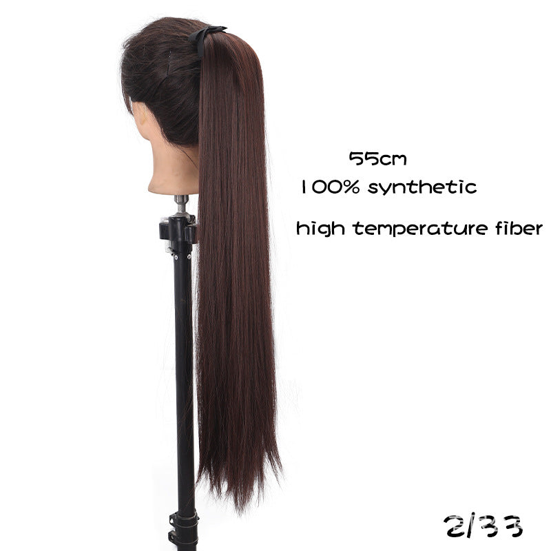 32-Inch Long Straight High-Temperature Ponytail Wig