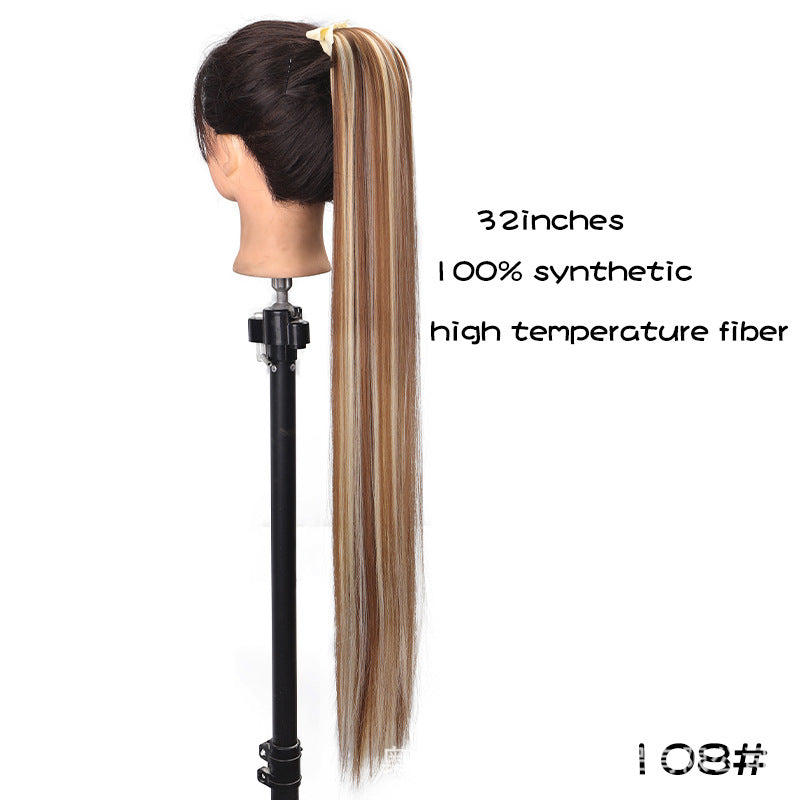 32-Inch Long Straight High-Temperature Ponytail Wig
