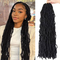 LMZIM 24 Inch Faux Locs Crochet Hair Pre Looped 7 Packs Soft Locs Crochet Hair Extensions Goddess Locs Crochet Hair For Black Women 1B