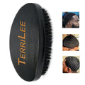 Premium Beech and Black Mix Bristle Wave Brush - Curved Medium Hard Brush for Mens Hair Styling