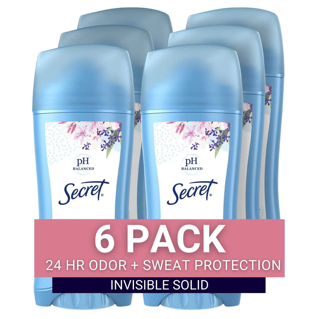 Secret Antiperspirant and Deodorant Women Powder Clean Invisible Solid 2.6 oz (Pack of 6)