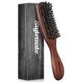 Boar Bristle Hair Brush for Men Mens Hair Brush for Thick & Fine Hair Slick Back Hair Brush with Stiff Bristles & Wooden Walnut Handle for Smoothing Detangling and Styling Beard Brush for Combing