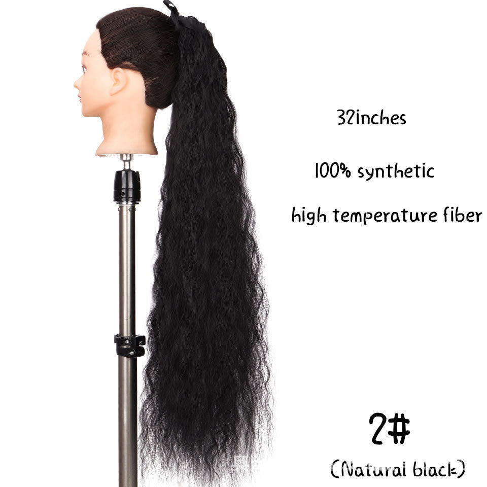 32-Inch Long Straight High-Temperature Ponytail Wig