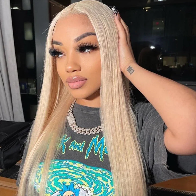 Light Gold Lace Front Long Straight Hair Wig