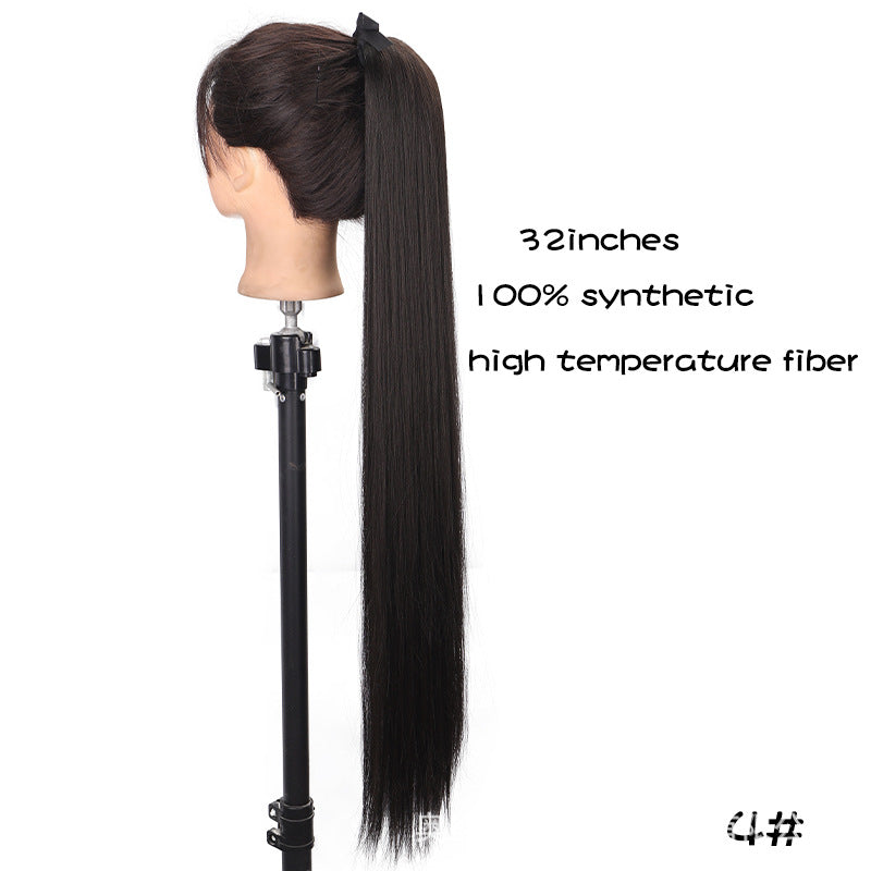 32-Inch Long Straight High-Temperature Ponytail Wig