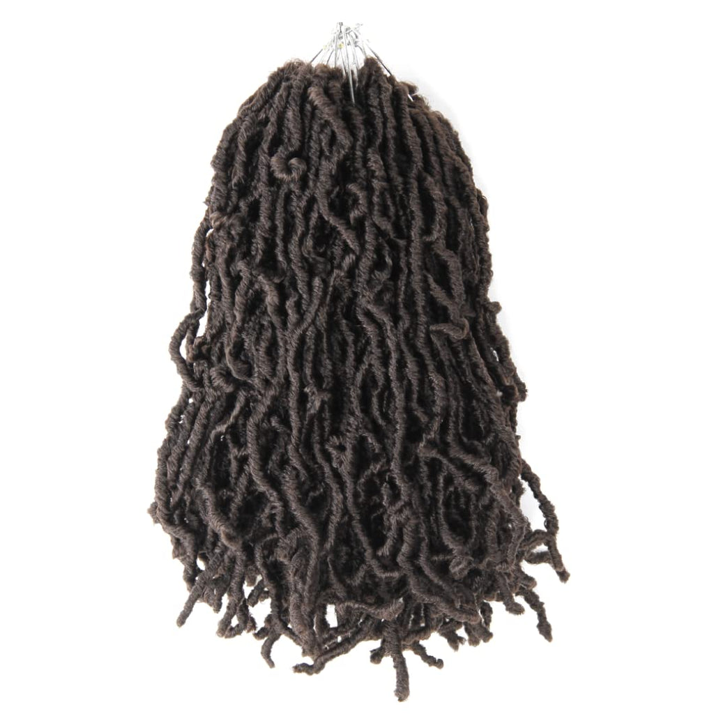 8 Inch Soft Locs Crochet Hair 6 Packs Short Straight Pre-looped New Faux Locs Crochet Hai 4#(Brown)
