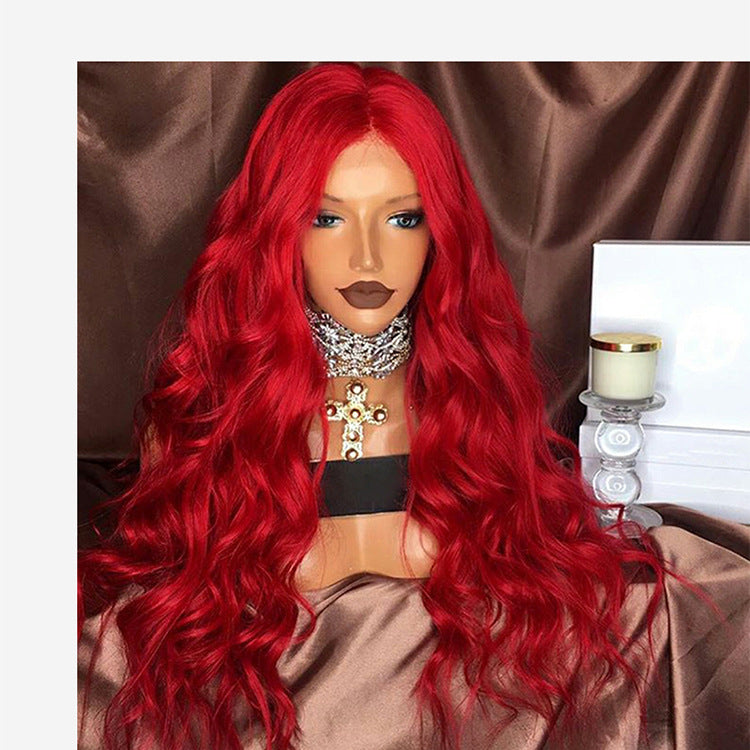 Red Long Curly Synthetic Lace Front Wig for Women