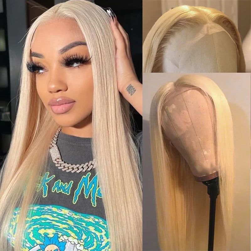 Light Gold Lace Front Long Straight Hair Wig