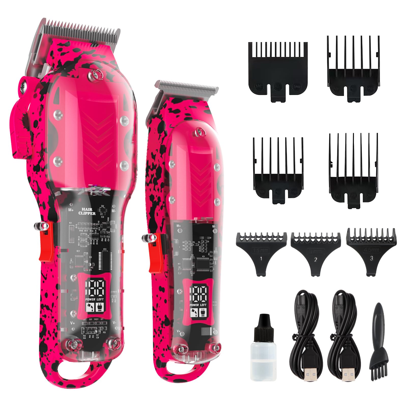 Tuanchuanrp Professional Hair Clippers for Men Cordless Barber Clippers for Hair Cutting & Grooming LED Display Hair Clippers and Trimmer Set for Barber Haircut with 8 Fade Taper Combs