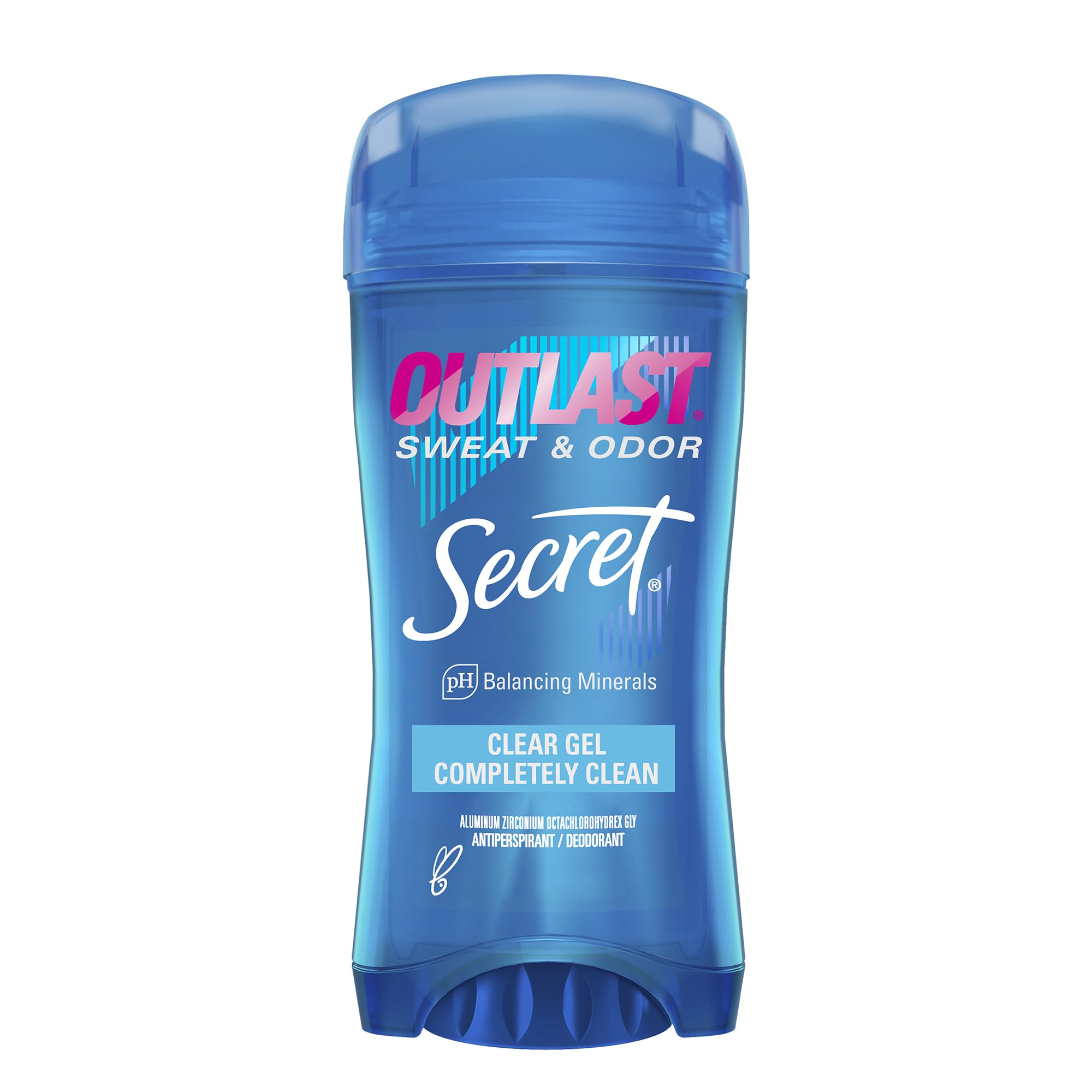 Secret Outlast Antiperspirant Deodorant for Women Sweat & Odor Protection PH Balancing Minerals Clear Gel Completely Clean Scent 2.6 oz