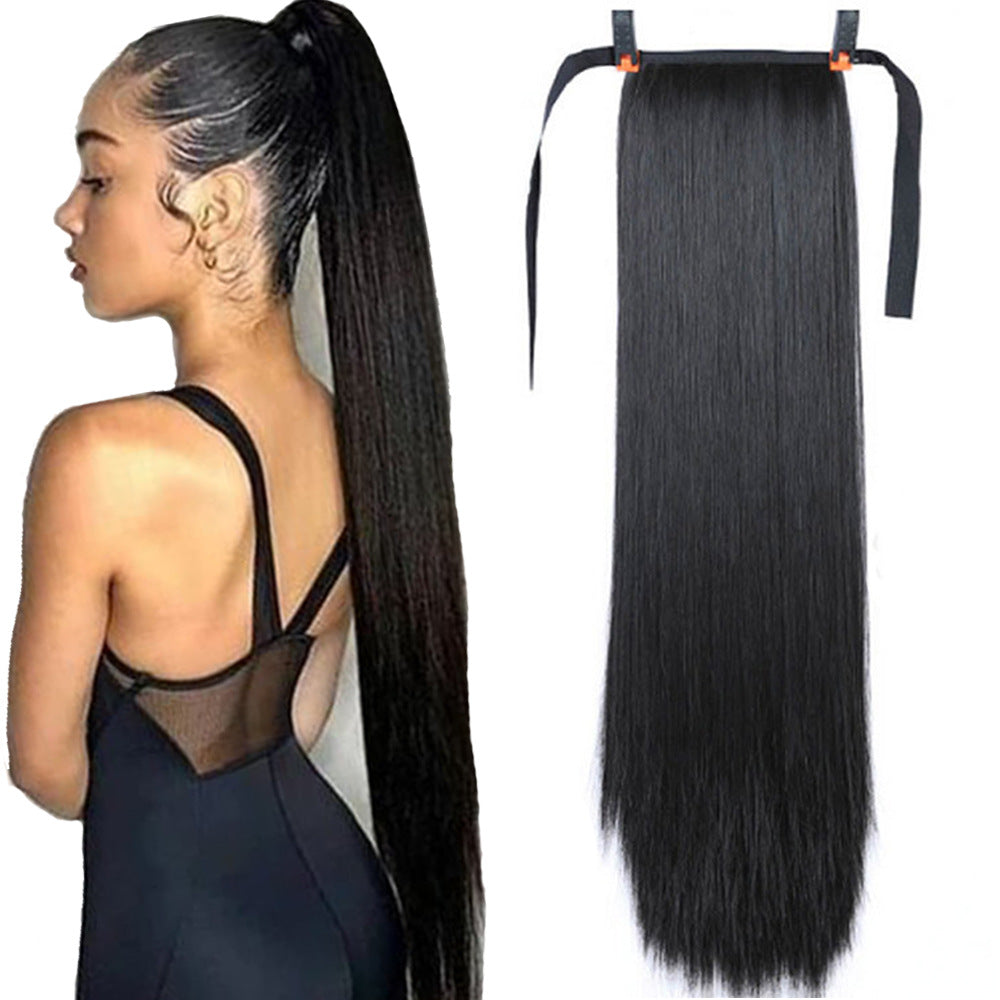 32-Inch Long Straight High-Temperature Ponytail Wig