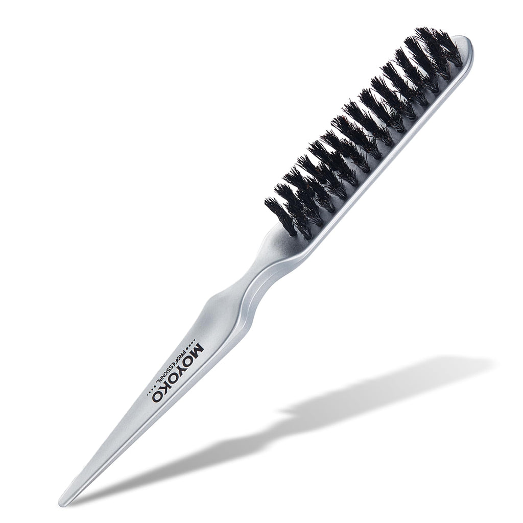 MOYOKO Boar Bristle Slick Back Hair Brush Sleek Teasing Comb with Boar Bristle and Rat Tail for Hair Sectioning Edge Control Backcombing Smoothing & Styling Fine Hair