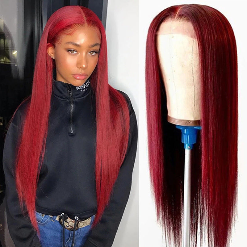 Black Turban Front Lace Wig with Long Straight Hair