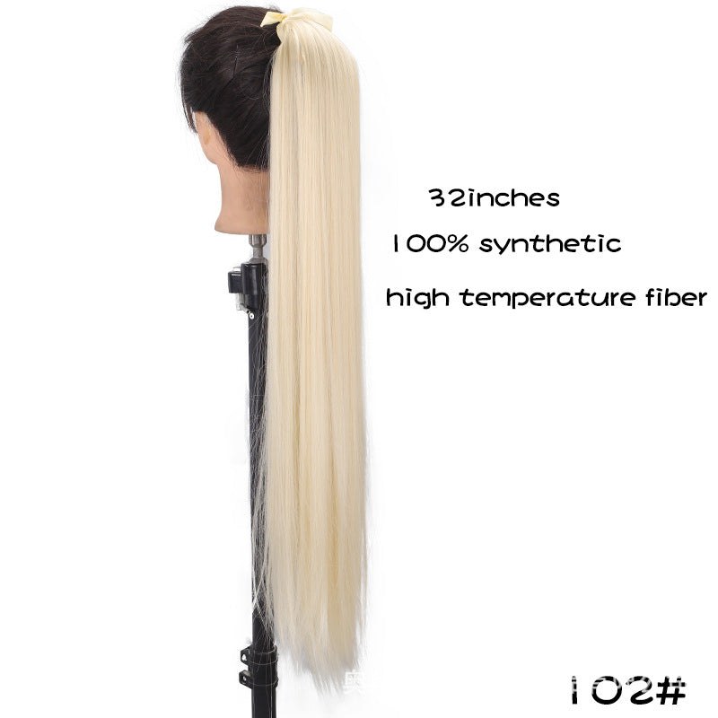 32-Inch Long Straight High-Temperature Ponytail Wig