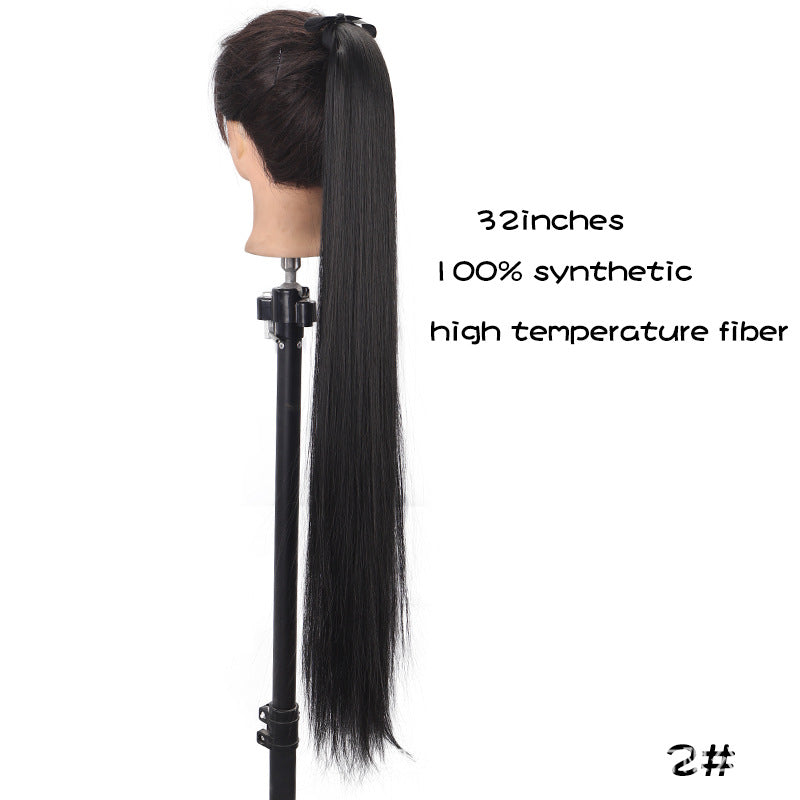 32-Inch Long Straight High-Temperature Ponytail Wig