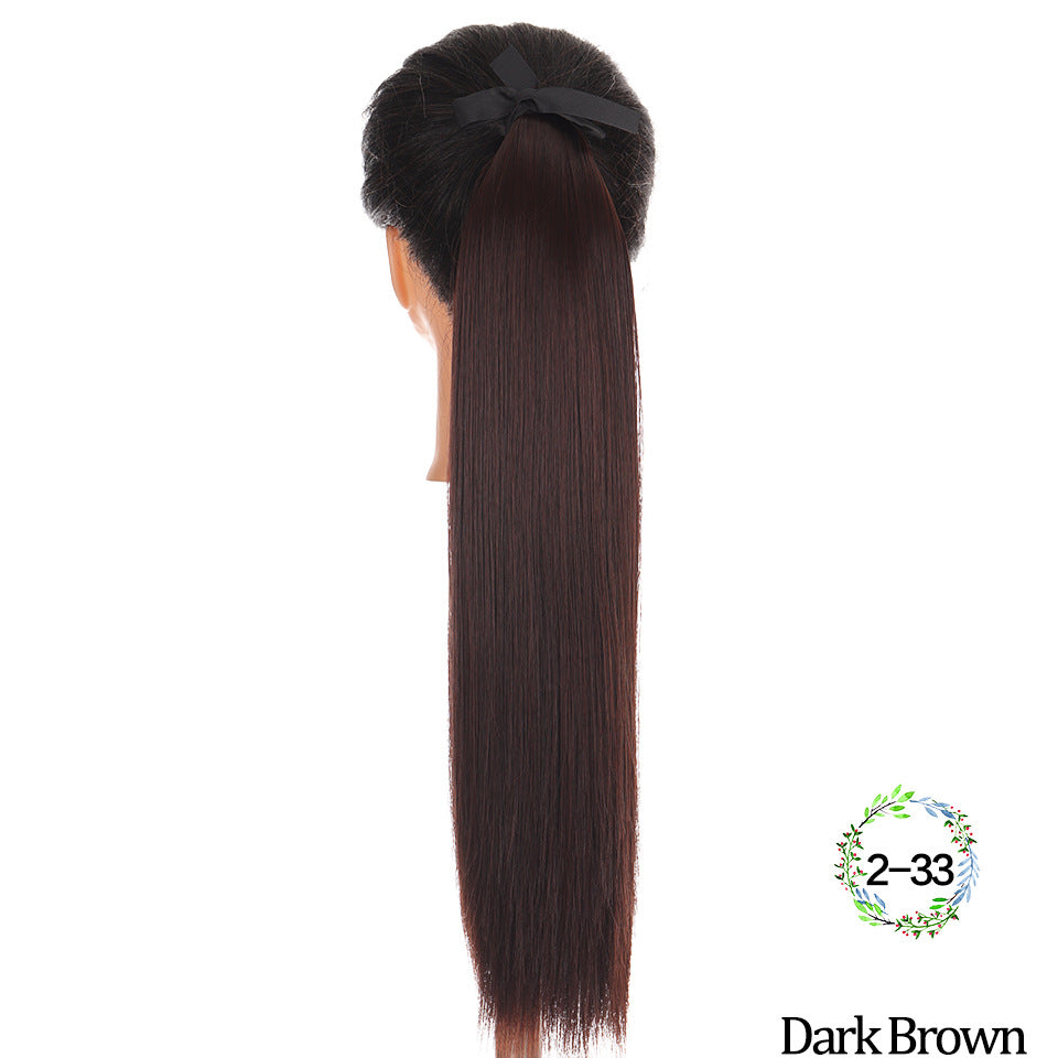 32-Inch Long Straight High-Temperature Ponytail Wig