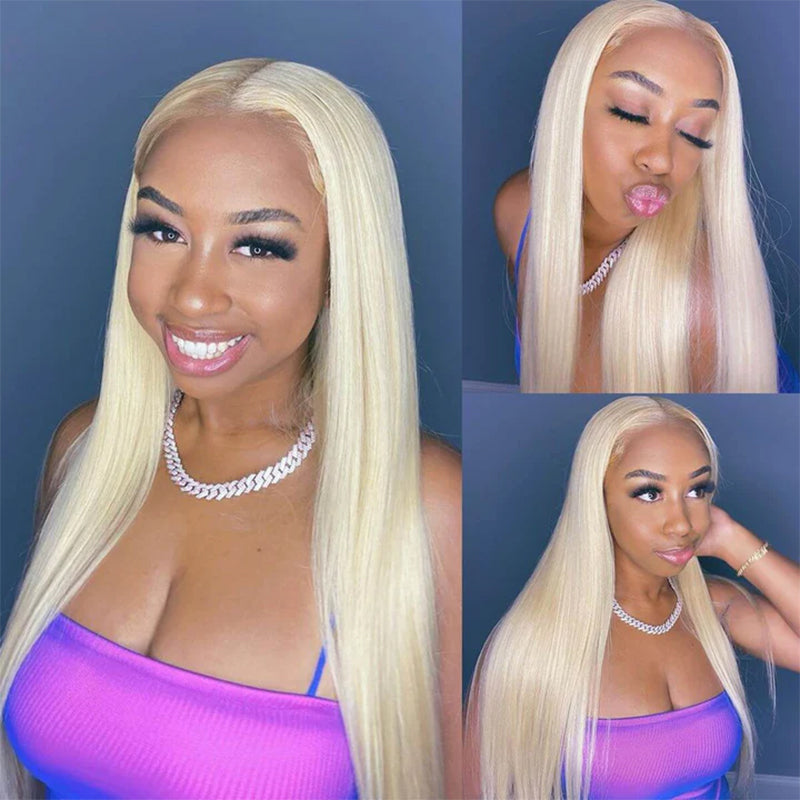 Light Gold Lace Front Long Straight Hair Wig