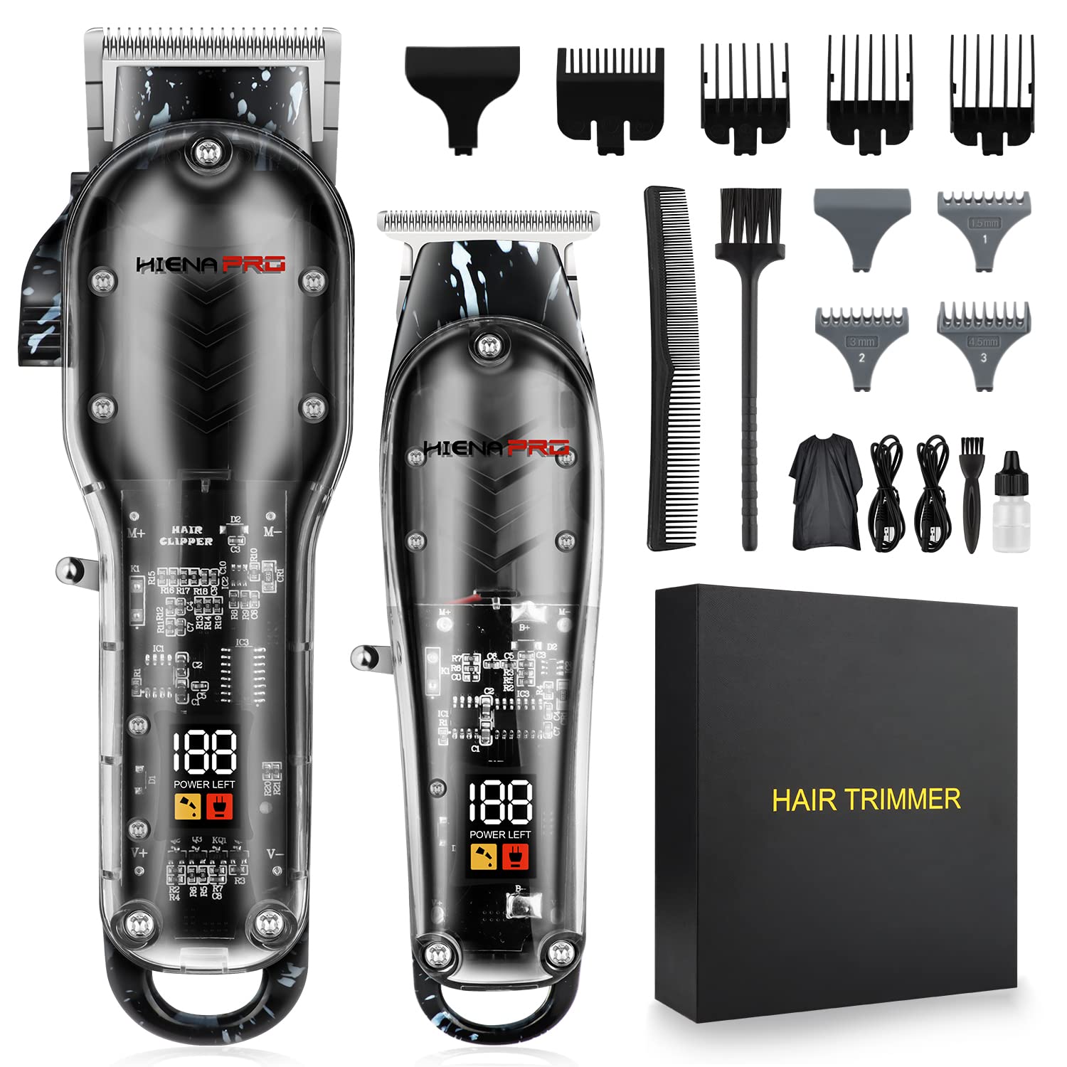 HIENA PRO Hair Clippers for Men T Liners Hair Trimmer Set Men Professional Cordless Rechargeable Barber Hair Cutting Kit with LED DisplayGifts for Men